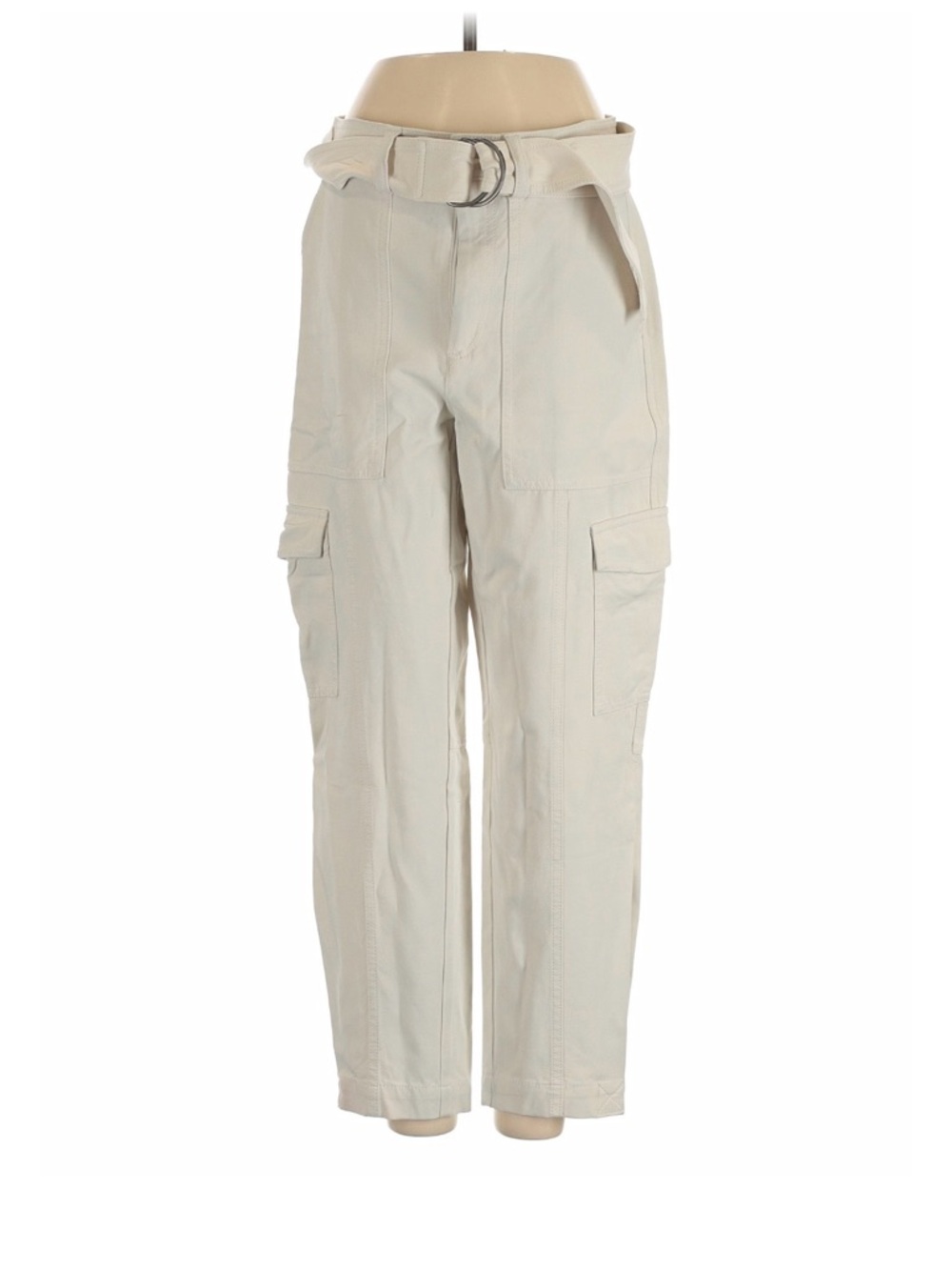 Banana Republic White High-Waist Belted Pants